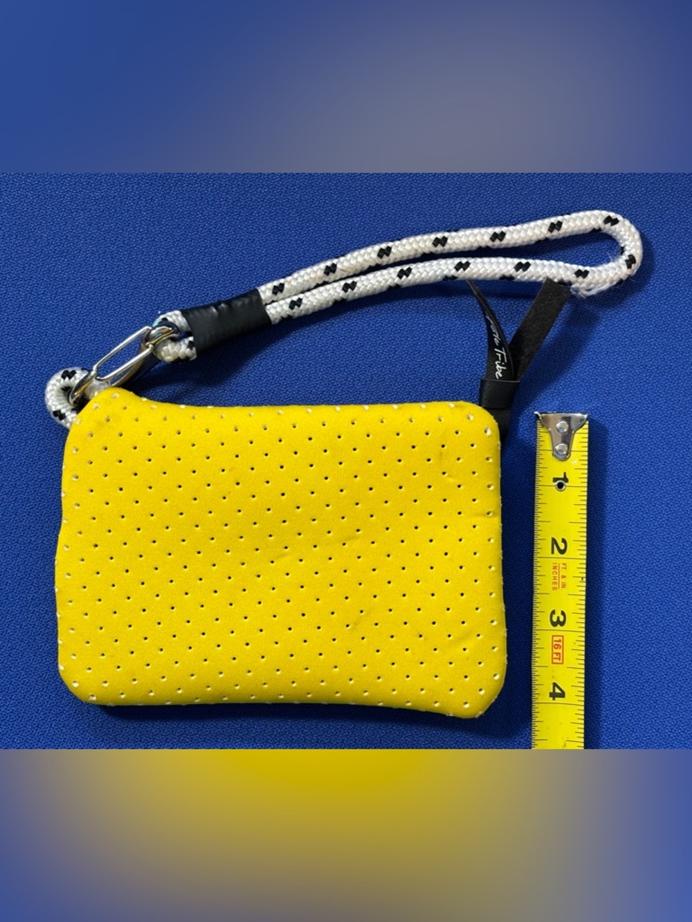 Pole Tribe neoprene Yellow Perforated Wristlet Clutch -